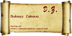Dukesz Zakeus névjegykártya